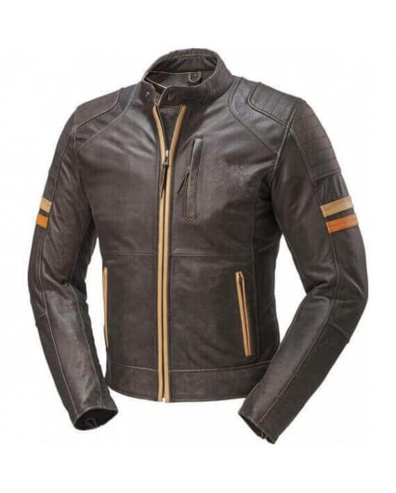 Doublure aluminium Blouson Moto Cuir Vintage Marron