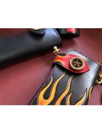 Sacoche Cuir Fourche Noir Western Sangles Custom