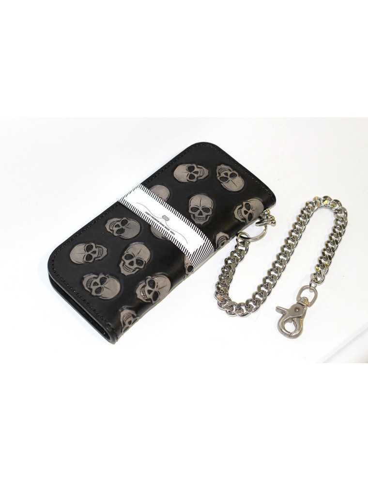 Sacoche Cuir Fourche Motard Noir Pleine Fleur