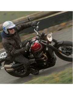 Blouson Moto Cuir Marron Quadrillé Matelassé