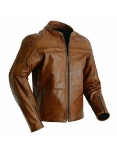 Cuir Surpiquage Moto Marron Zolki