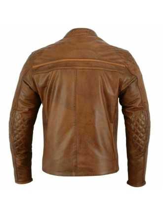 Veste Moto Cuir Marron Camel Biker