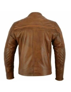 Veste Moto Cuir Marron Camel Biker