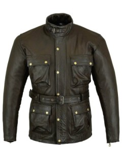 Veste Britanique Cuir Brun Marron Zolki