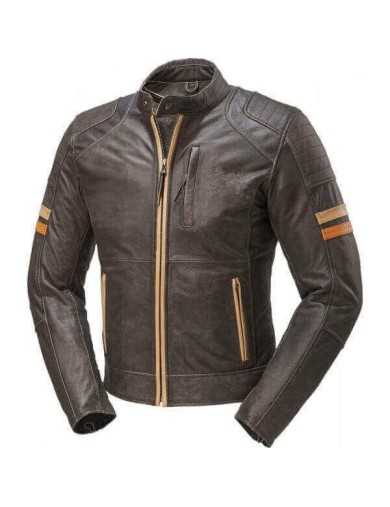 Doublure aluminium Blouson Moto Cuir Vintage Marron