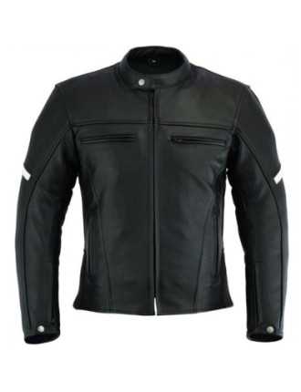 Blouson Vintage Moto Cuir Vieilli Gris