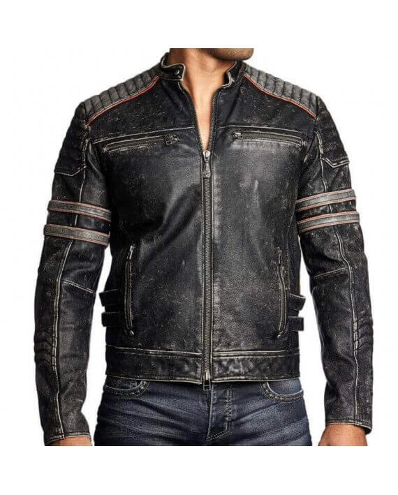 Blouson Moto Vintage Cuir, Prix Bas, Noir Vielli, Kustom Kulture, 70