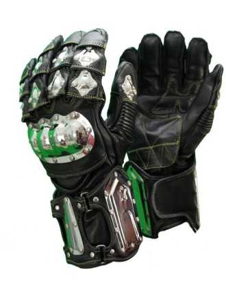 Gants Moto Cuir Racing Métal Biker