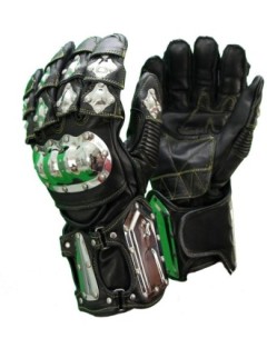 Gants Moto Cuir Racing Métal Biker