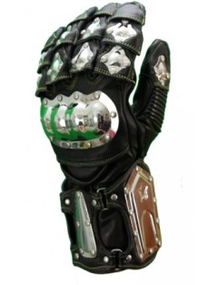 Gants Moto Cuir Racing Métal Biker