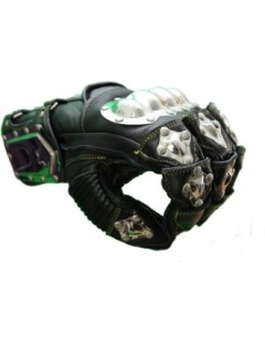 Gants Moto Cuir Racing Métal Biker