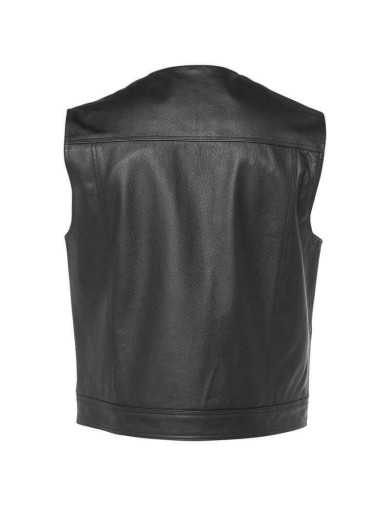 Gilet En Cuir Véritable Pour Homme - Noir, Style Motard, Fermeture éclair - Fabriqué Au Pakistan