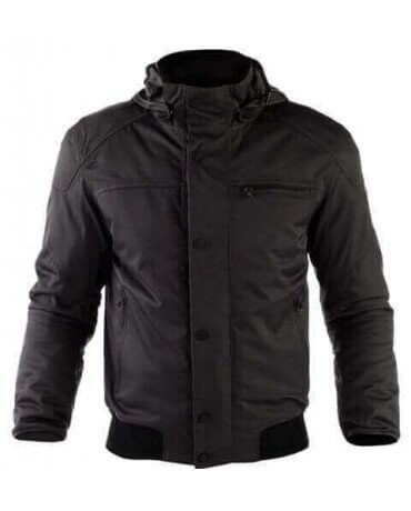 Blouson Moto Capuche Hoodie Noir Zolki