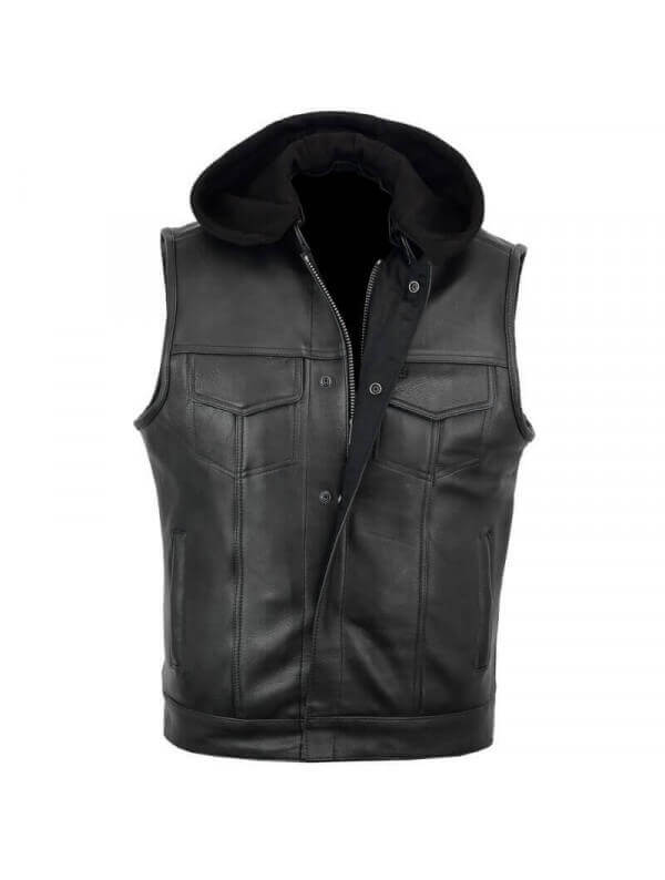 Gilet Boléro Cuir Homme Jacket Noir Style Biker Angel's Banditos