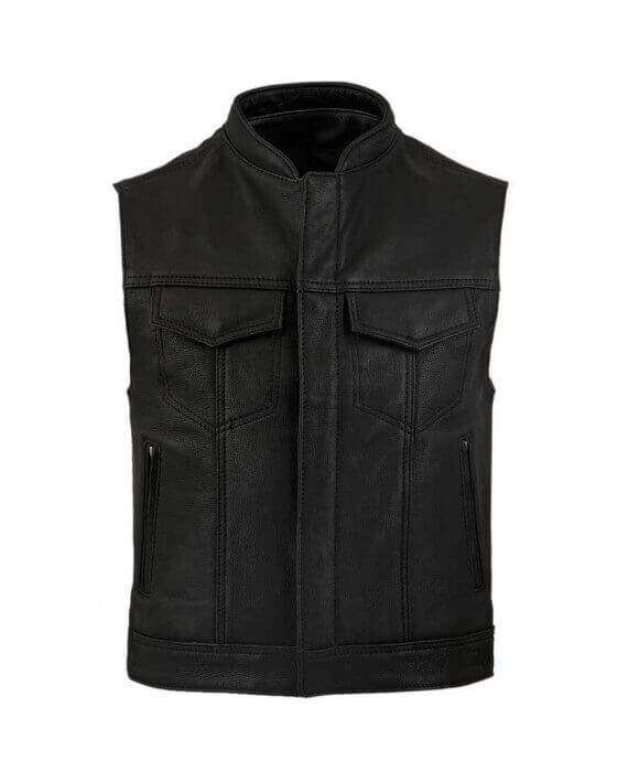 gilet cuir moto sans manche