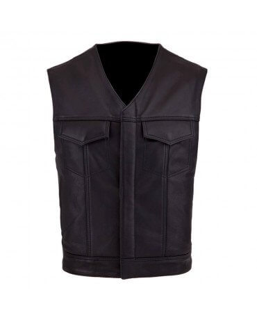 Gilet Col en V Cuir Moto SOA vachette