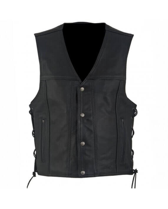 Boléro Cuir Moto Gilet Lacets