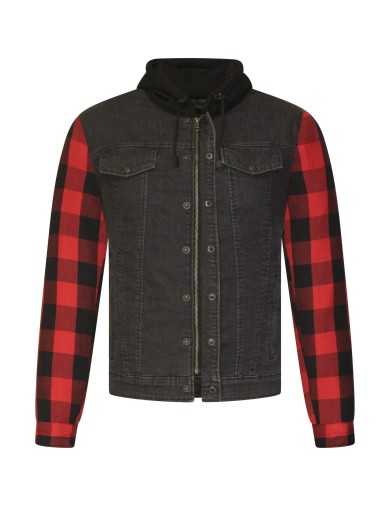 Blouson Noir Rouge Capuche Moto Zolki