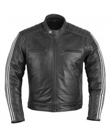 Blouson Moto Cuir Vintage Noir Homme Zolki