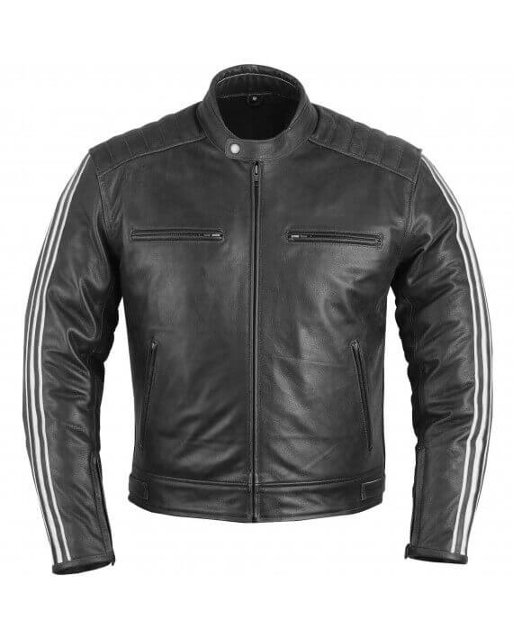 Blouson Moto Cuir Vintage Noir Homme Zolki