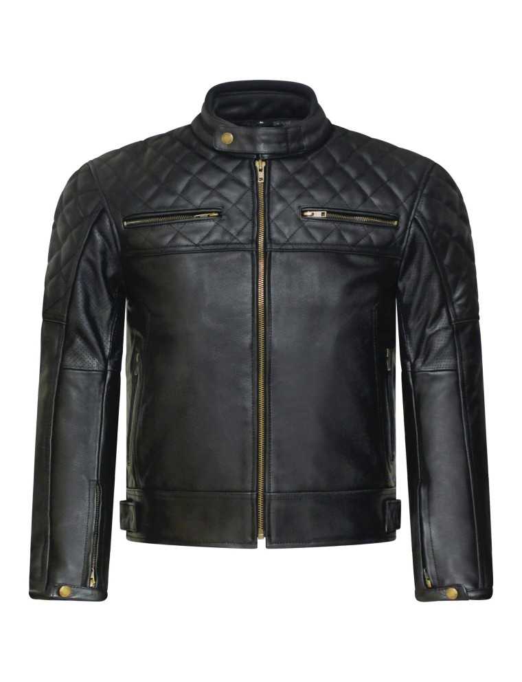 Blouson Moto Cuir Noir Zolki