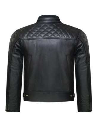 Blouson Moto Cuir Noir Matelassé