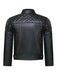 Blouson Moto Cuir Noir Matelassé