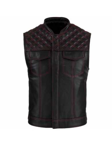Cut Moto Biker Noir Surpiqures Rouges