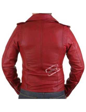 Blouson Perfecto Cuir Rouge Homme Zolki