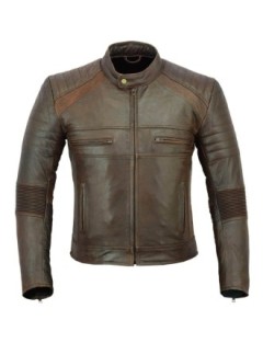 Blouson Moto Biker Marron Cuir Zolki