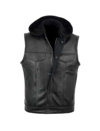 Gilet Cuir Biker Sons Anarchy Capuche Zolki
