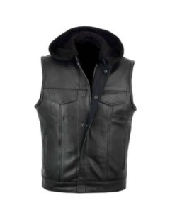 Gilet Cuir Biker Sons Anarchy Capuche Zolki