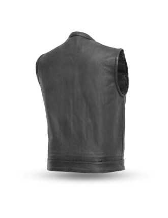 Dos du Gilet Cuir Biker Zolki Capuche Amovible