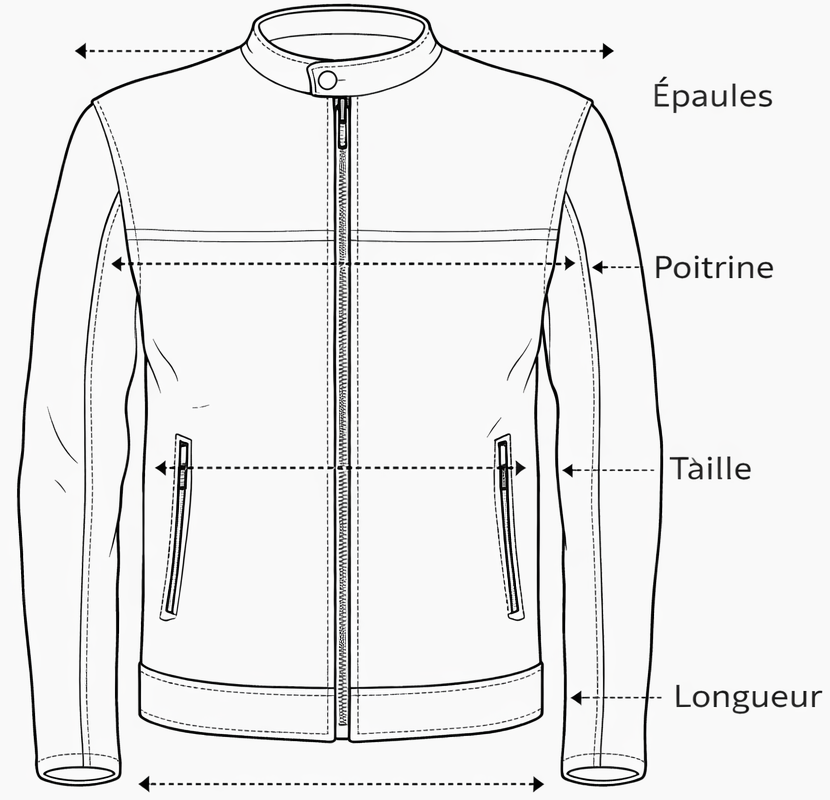 Guide des tailles blouson cuir moto Zolki